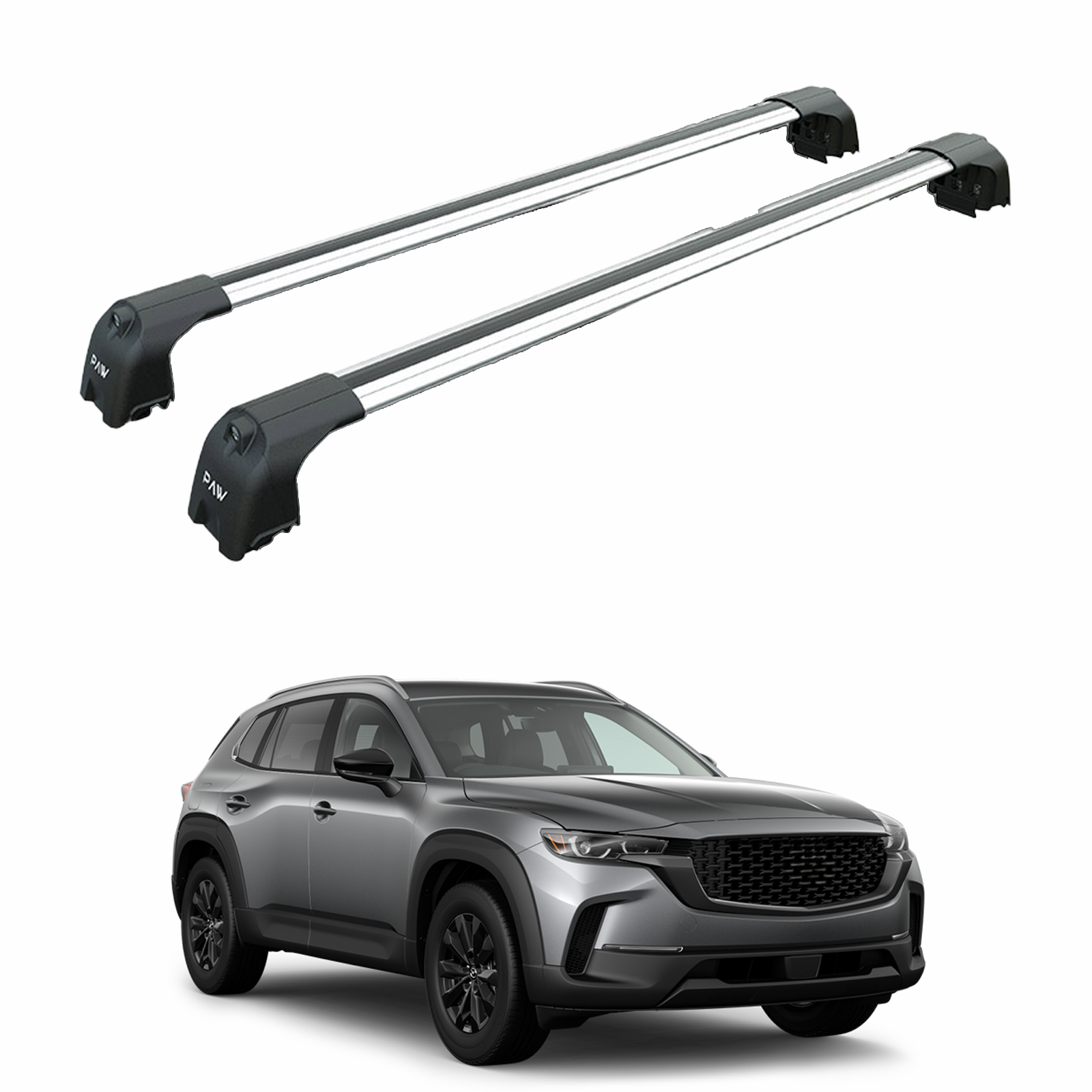 For Mazda CX 50 2021-Up Roof Rack Cross Bars Flush Rail Alu Silver For Mazda CX 50 2021-Up Roof Rack Cross Bars Flush Rail Alu Silver